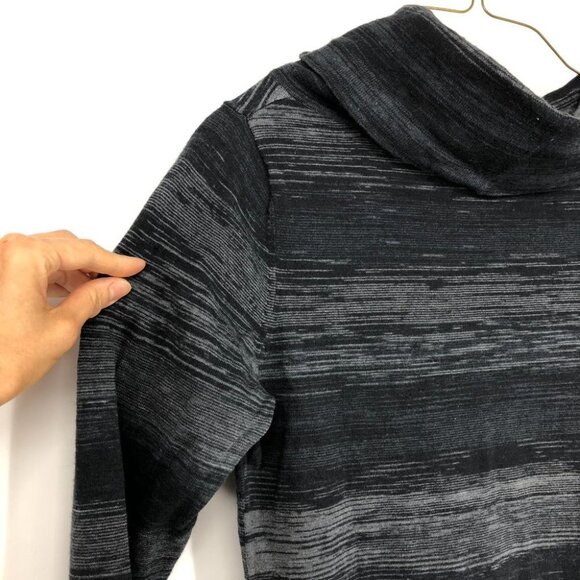 ATHLETA | gray space dye Ashland cowl neck ribbed hi low long sleeve sweater L - Picture 7 of 16